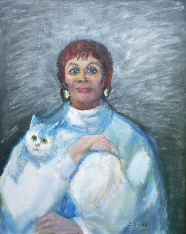 Karolina z kotem, 1992, 75x60, Zbiory Prywatne